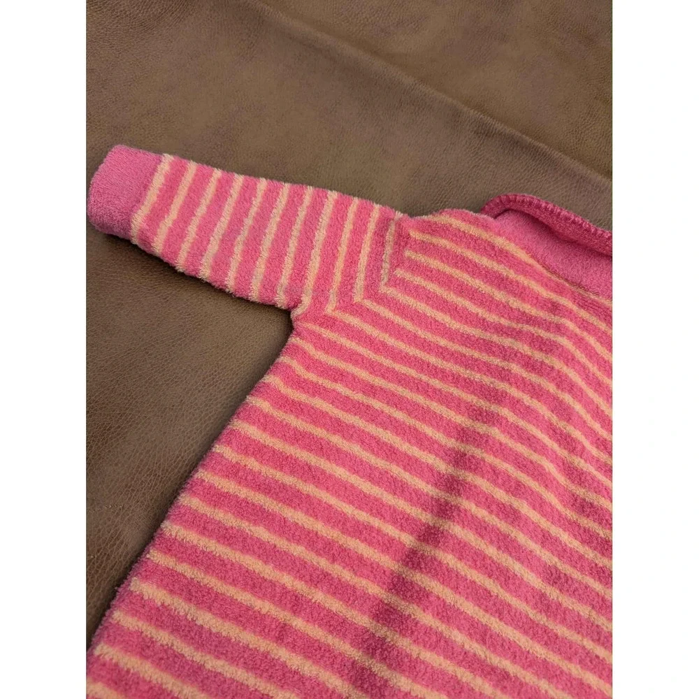 Vtg Carter's Pink Orange Stripe Cat Terry Cloth Baby Girl Sleeper 0-3 Mos Footed